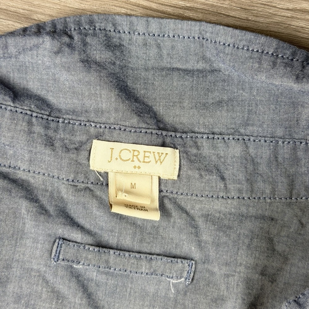 J Crew Women's Chambray Long Sleeve Button Front Tunic Top Blue Medium - Picture 4 of 7